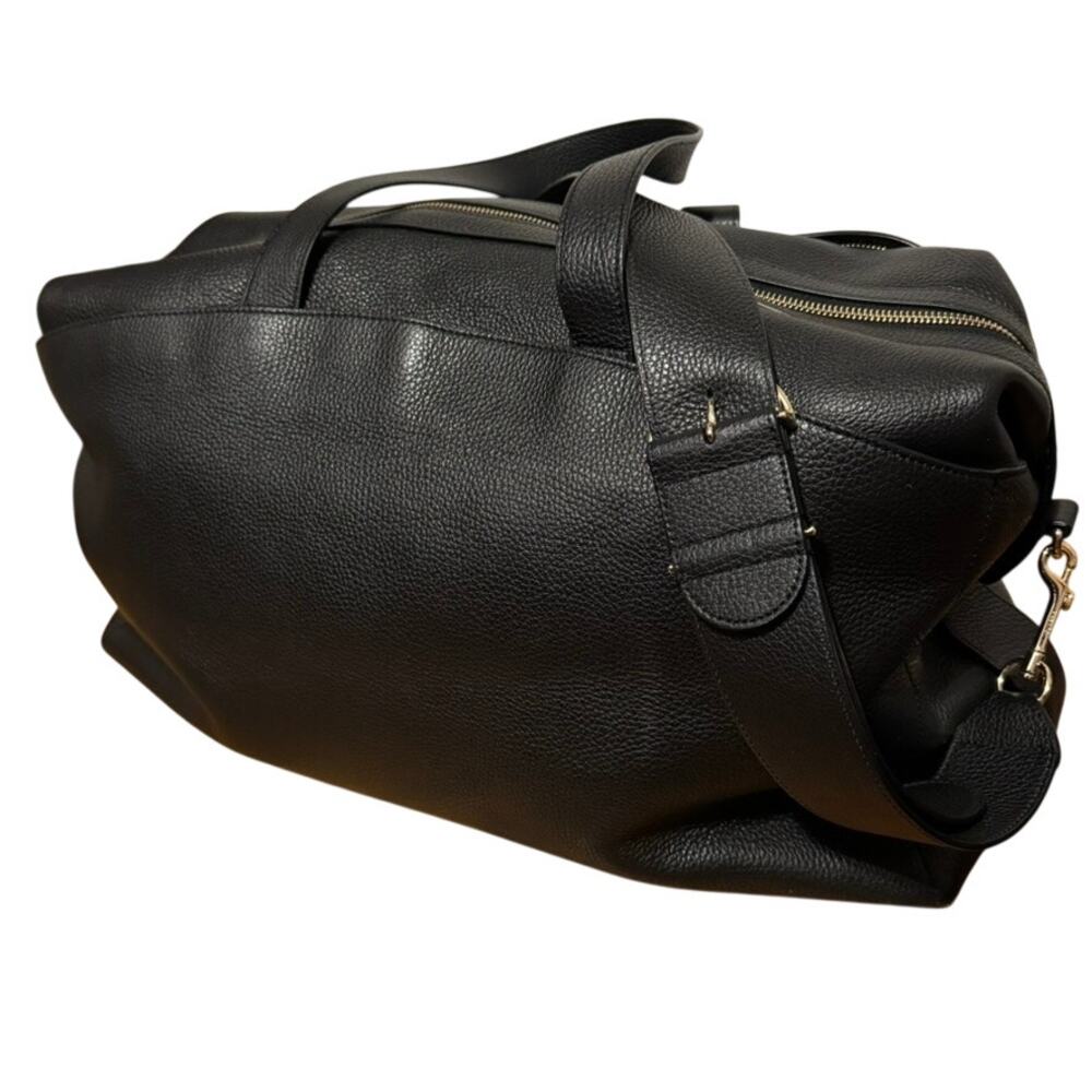 Cuyana Triple Zipper Weekender Leather Duffel Black Travel Bag